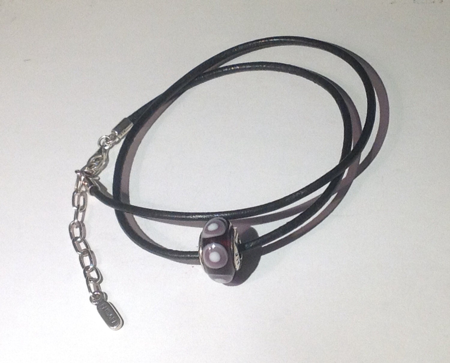 Authentic Pandora Charm Black Leather Cord with by JCNormsJewelry