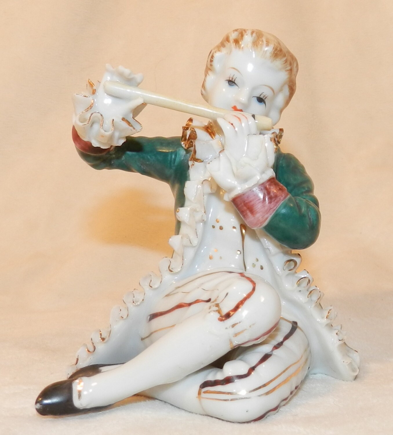 Vintage Victorian Flute Player Figurine by PeggysVintageVariety
