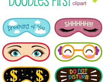 Sleeping Mask Digital Clip Art for Scrapbooking Card Making Cupcake Toppers Paper Crafts