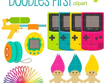 90's Kid Toys Digital Clip Art for Scrapbooking Card Making Cupcake Toppers Paper Crafts