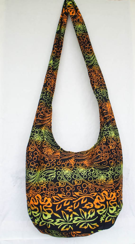 YAAMSTORE green hibiscus pattern hobo bag sling by yaamstore