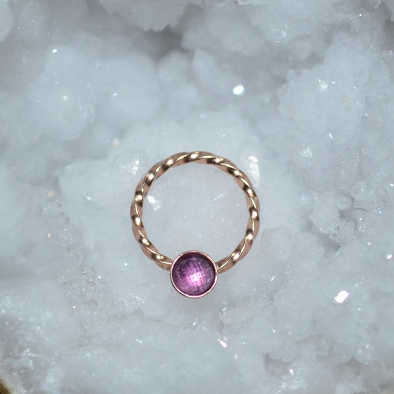 3mm Amethyst Nipple Ring - Gold Septum Jewelry - Septum Ring 20g - Nipple Piercing - Nipple Jewelry - Septum Piercing - Tragus Earring