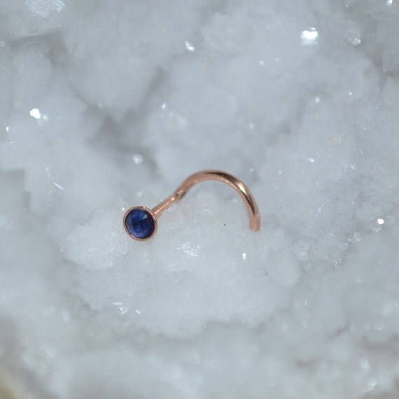 2mm Sapphire Nose Ring Stud - Gold Nose Piercing - Nose Stud - Helix Earring Stud - Tragus Jewelry - Cartilage Hoop - Conch Piercing 18g