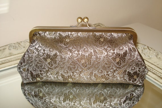 Gold Clutch Bag, Vintage Style Gold Clutch, Antique Gold Silk Brocade ...