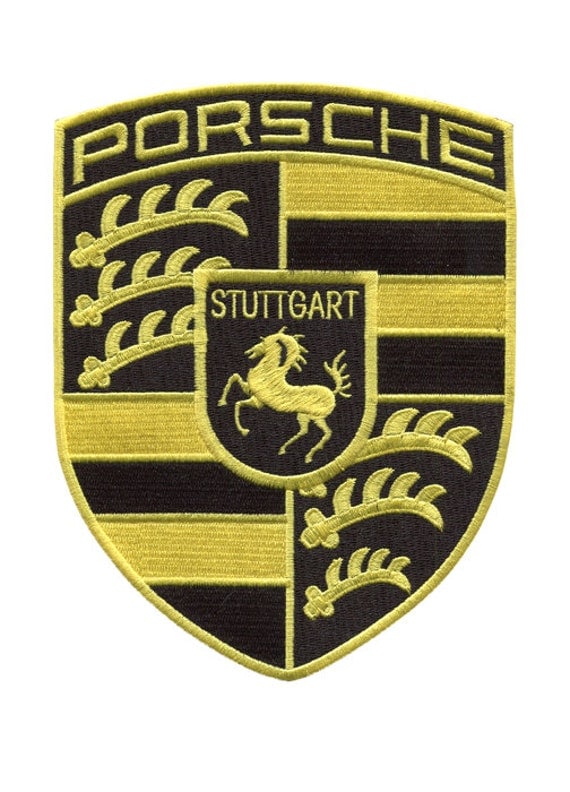 X-Large Porsche Patch Black and Yellow 17cm x 13cm by smARTpatches