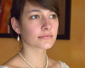 Bridal necklace ivory beads (or white) wedding bridal wedding Collier de mariée perles ivoire (ou blanches) mariage