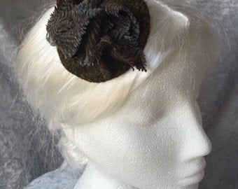 Tweed fascinator, Tweed headpiece, Tweed comb