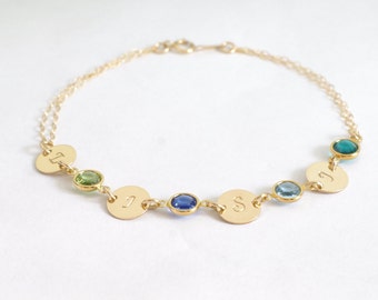 Mother bracelet Personalized bracelet Name and birthstone bracelet Initial bracelet Grandma bracelet Friendship bracelet birthstone bracelet