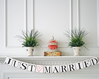 Just Married Banner - Just Married Sign - Wedding Decoration - Just Married Car Sign - Wedding Photo Prop