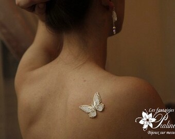 Bijou de peau mariage papillon voile brodé - Bridal butterfly skin jewel