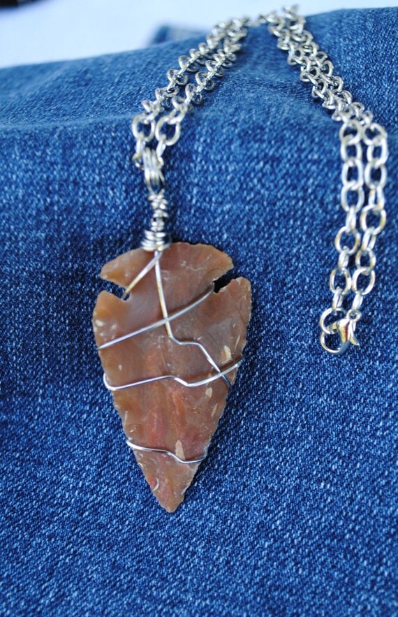 Arrowhead necklace wire wrap arrowhead agate arrowhead