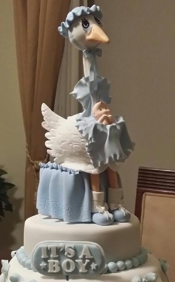 Baby Shower Cake Topper Stork Cake Topper by CakeToppersBoutique