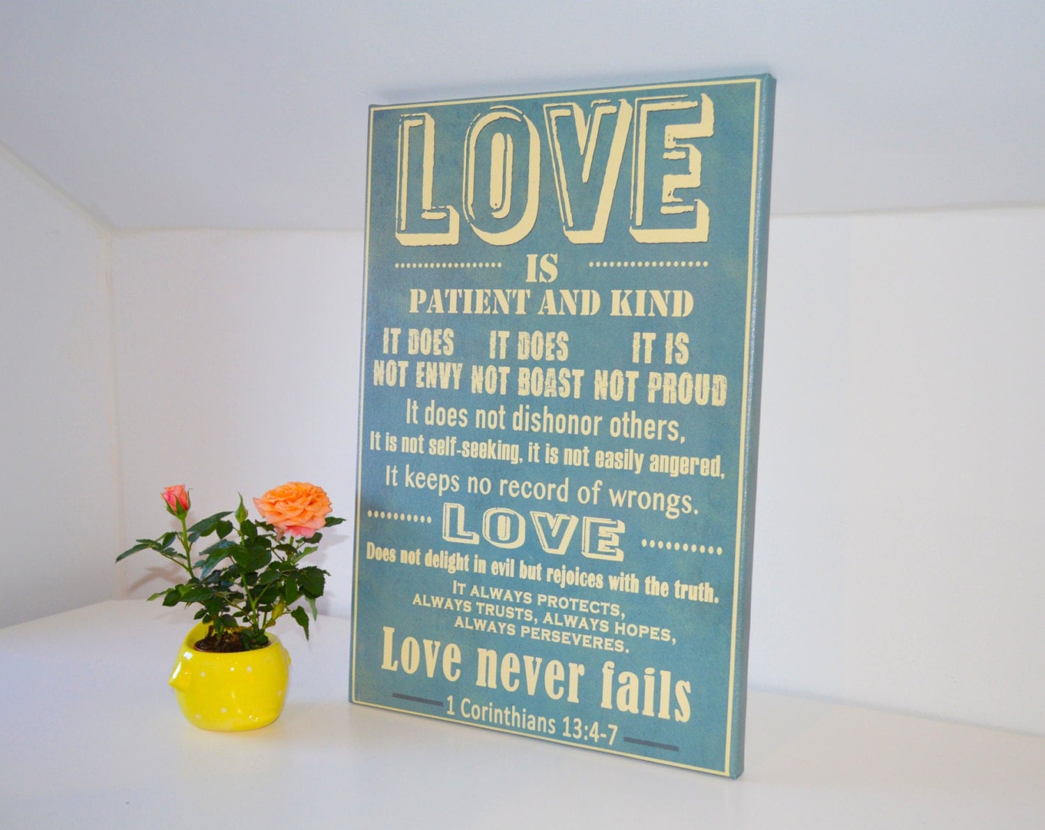 LOVE is Patient/ Bible Verse on Canvas 1 by RockinCanvas on Etsy
