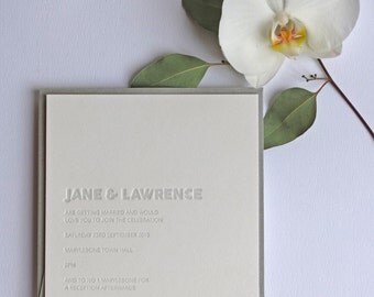Embossed Letterpress Wedding Invitation Sample
