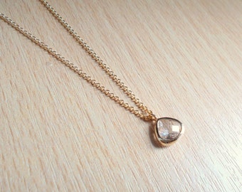 Tiny Clear Crystal Necklace - Dainty Thin Chain Short Necklace - Minimal Everyday Jewellery - Wedding, Bridesmaids, Maid of Honour Gift