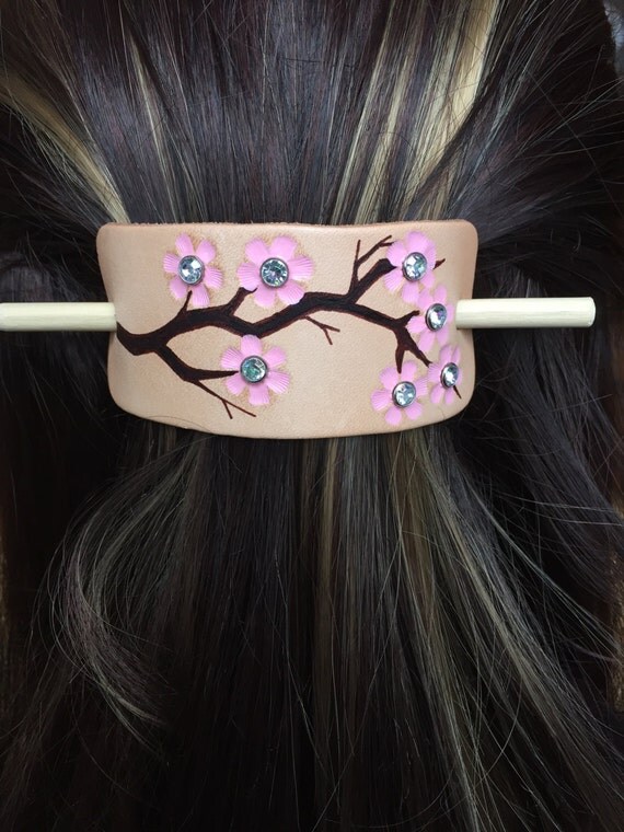 Leather Hair Clip Ponytail Holder Stick by AmysLeatherLane