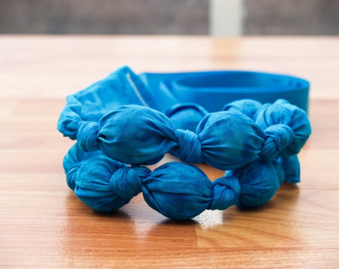 Breastfeeding Nursing Necklace, Teething Necklace, Babywearing Necklace, Fabric Necklace - Knotted - Blue Tie Dye