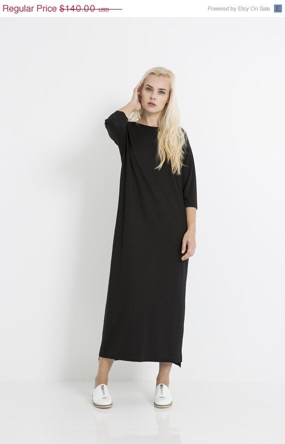ON SALE 20% Black maxi dress , loose fit dress , long black dress ...