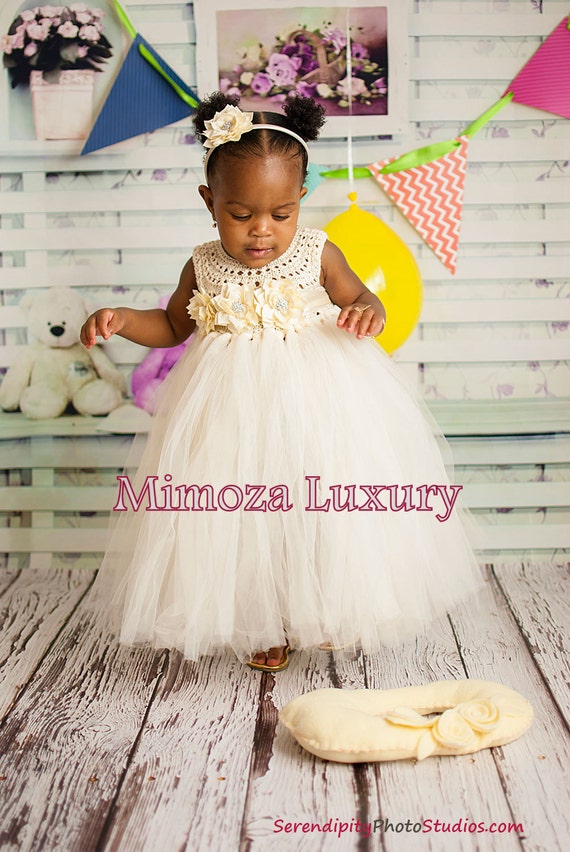 Baby girl dress, ivory infant dress, ivory tulle dress, 1st birthday dress, infant girl dress, ivory flower girl dress, christening dress