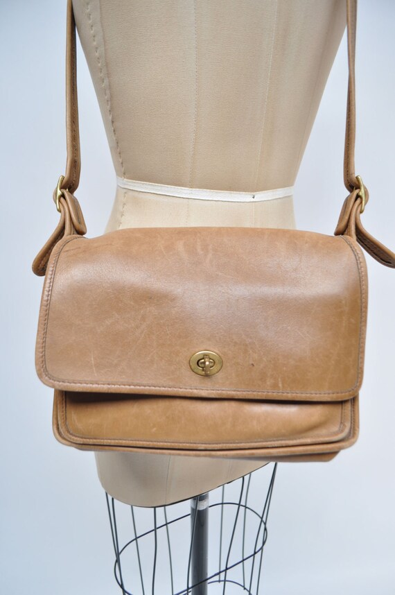 vintage leather coach bag purse saddle CROSS by goodbyeheartwoman