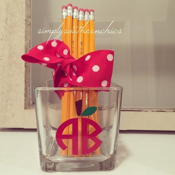Monogrammed Pencil Holder Monogrammed Pen by SimplySouthernChics