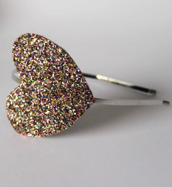 Items similar to Large Glitter Heart Headband Gold Allsorts Headband