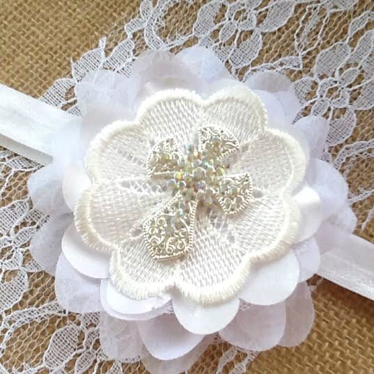 Baptism HeadbandBaby Christening Headbands Adjustable