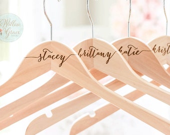 Personalized Bridesmaid Hangers, Engraved Wedding Hangers
