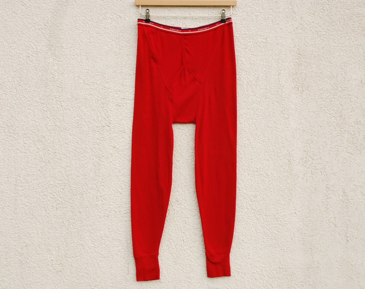 Vintage Red Cotton Underwear Men's Long Johns 1990s.