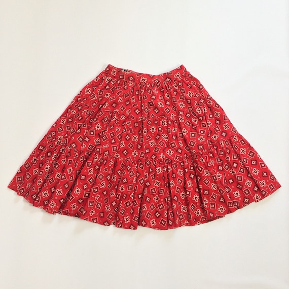 50s Bandana FULL Circle Skirt Red ROCKABILLY Mini Skirt Circle