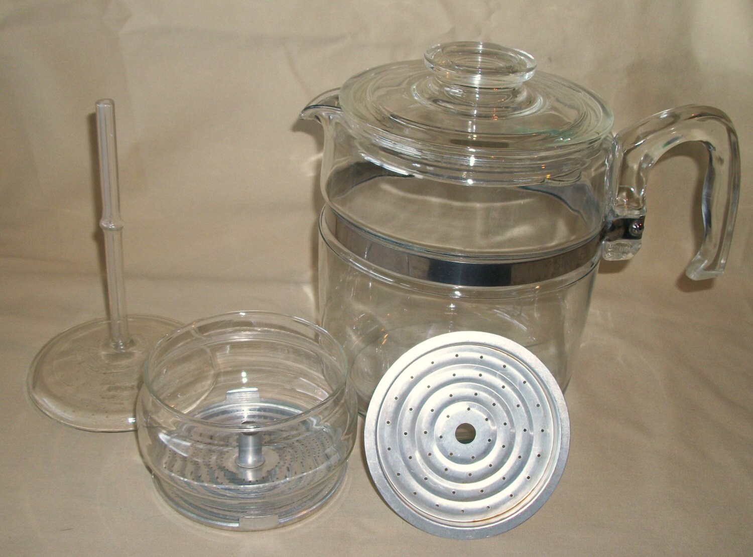 Free Shipping Complete PYREX STOVE TOP 9 Cup Coffee Pot Clear