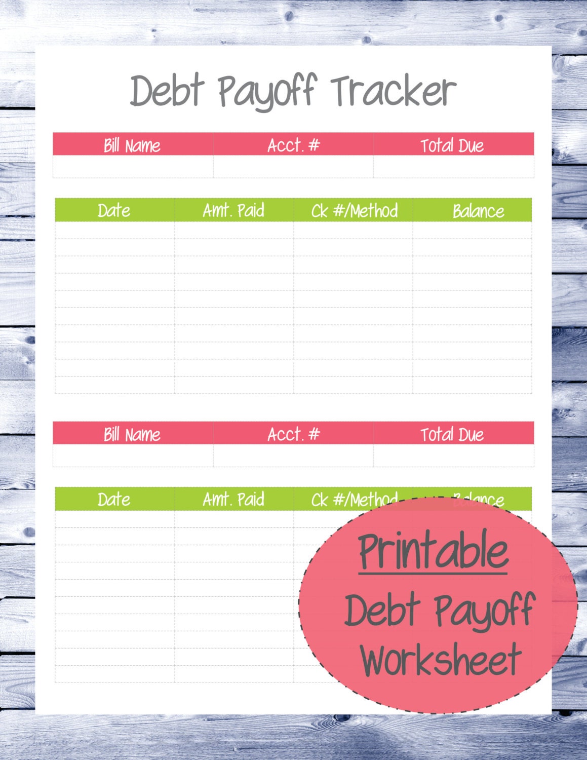 Debt Payoff Tracker Worksheet Printable by MarieReneeCreations
