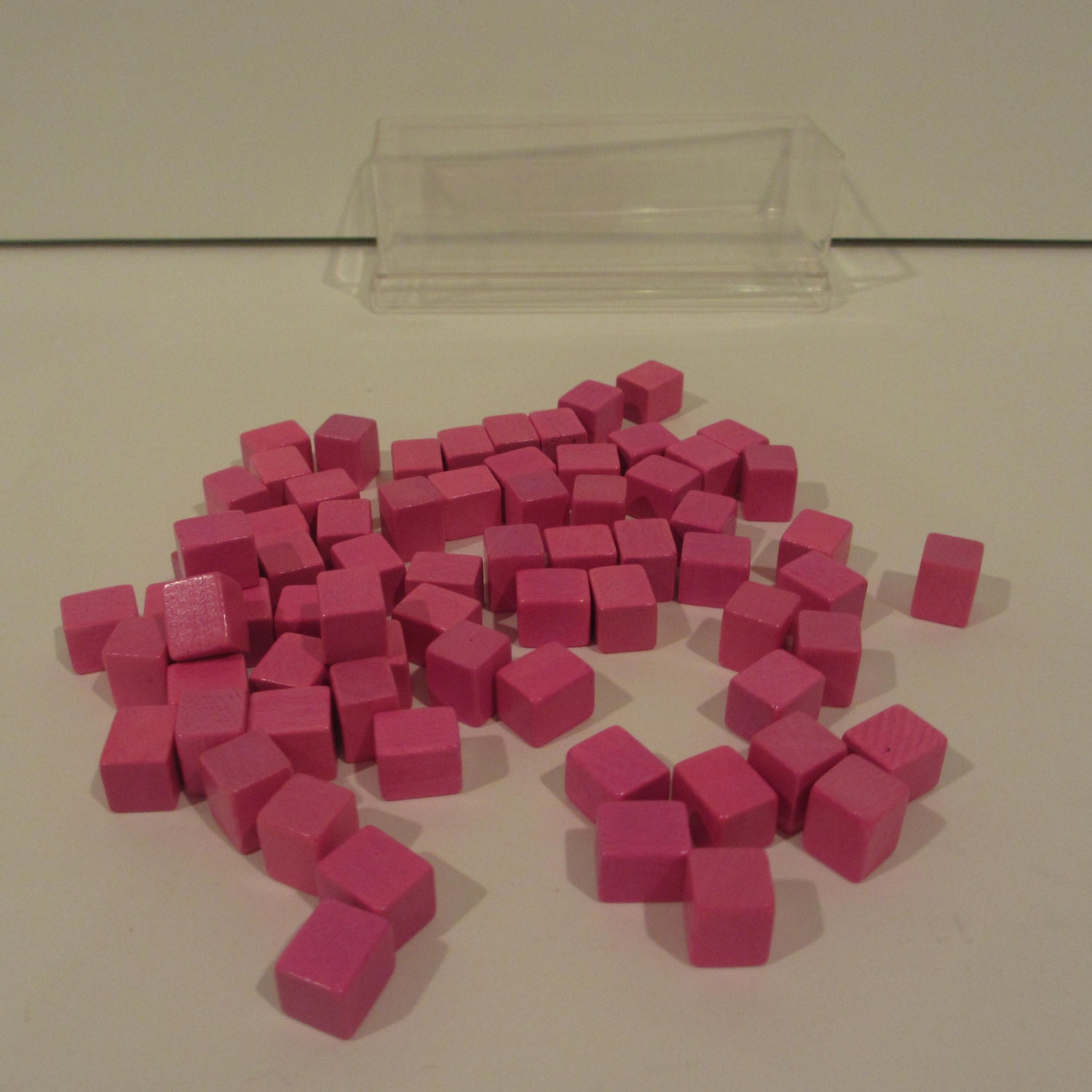 70 Small Fuchsia Pink Wooden Cubes for Crafts and Decorating
