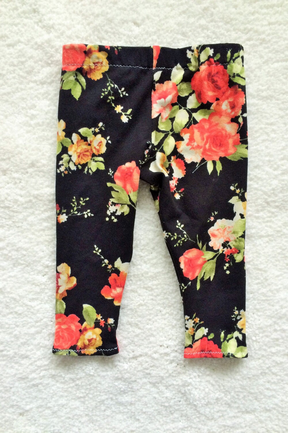 Black Floral Baby Leggings