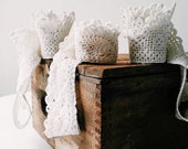 antique pillowcase lace, handmade vintage crochet cotton trim, rustic shabby chic decor supplies