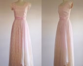 Pink dress- Pink lace dress-Lace dress- Pink gown- Lace gown- Pink bridesmaid- 60s dress- Extra small