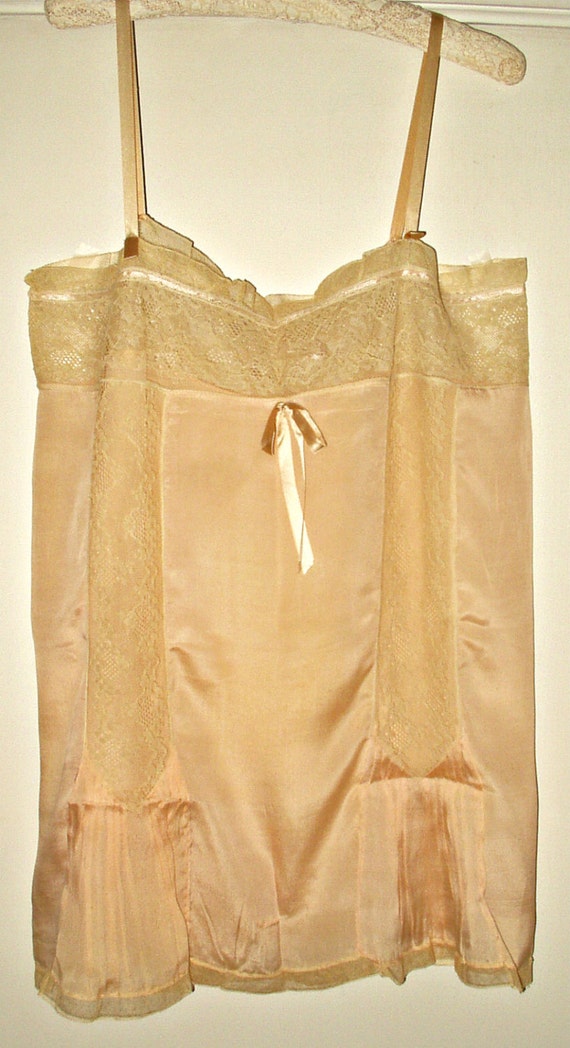 Vintage Silk Chiffon Lingerie Teddy Alencon Lace Trim 1920s