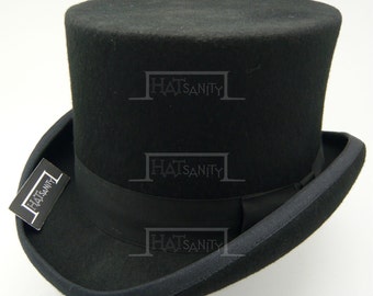 VINTAGE Wool Felt Formal Tuxedo Topper Top Hat - Black