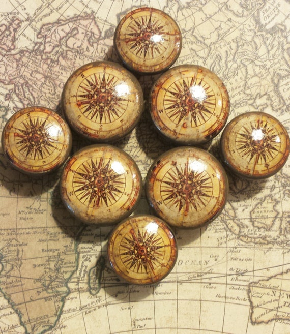 Handmade Compass Birch Knob Drawer Pulls by SRVintageandDesigns