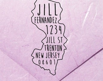 Custom Address Stamps, New Jersey Stamp, Personalized Address Stamp, Self-Inking Stamp, Custom Stamps, Address Stamp, NJ Stamps, State Stamp