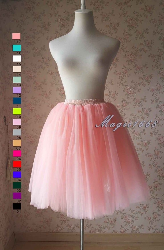Romantic Blush Pink Tulle Skirt Knee Length Tutu Tulle Skirt 