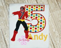 red power ranger birthday shirt