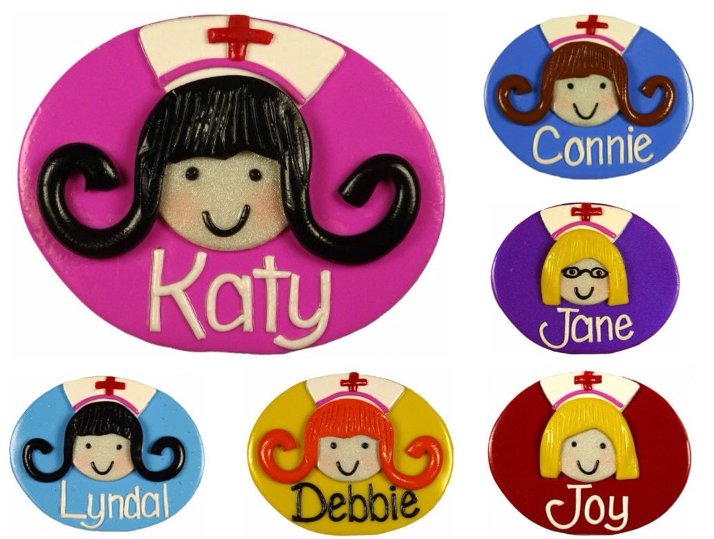 Nurses Face Name Badge Personalized Made to Order