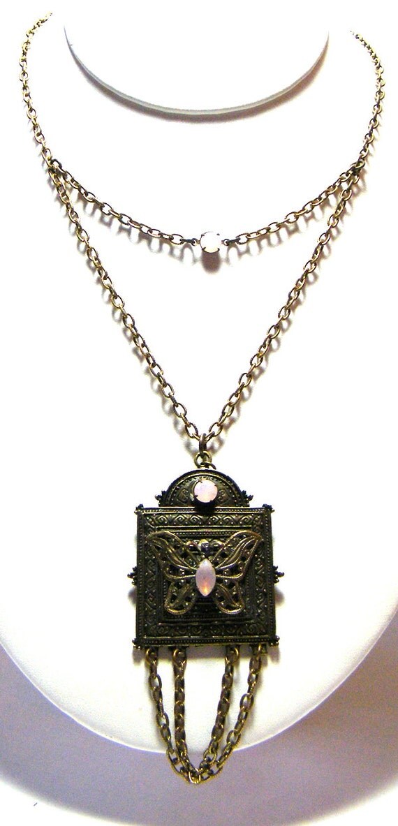 Butterfly Necklace Bronze Necklace Art Nouveau Necklace