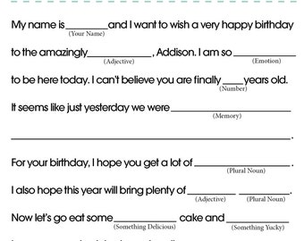 Anniversary Mad Libs