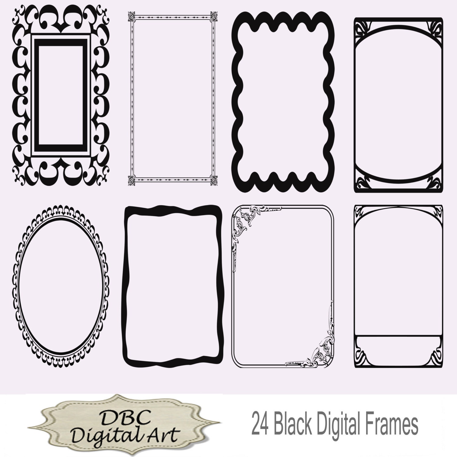 Black Digital Frames Scrapbooking Paper In 3 Sizes 4x6 5x7