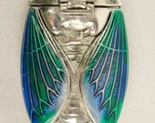 Antique Insect Cicada Bug Beetle Scarab Moth Silver Plate and Enamel Set Vesta Case Antique Insect Cicada Bug Beetle Scarab Moth Silver Plate and Enamel Set Vesta Case