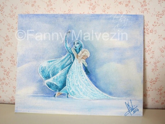 Peinture Elsa et Anna Scène finale La Reine des Neiges