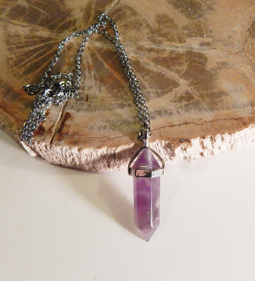 Amethyst Crystal Necklace Amethyst Necklace by VetroJewelryDesigns