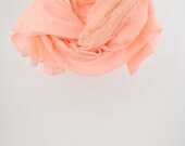 Tangerine Scarf with Lace, Floral Scarf, Peach Scarf, Women's Scarves, Large Scarves, Shawl, Hijab, Gift for Her, Accessories (VS-10-15)